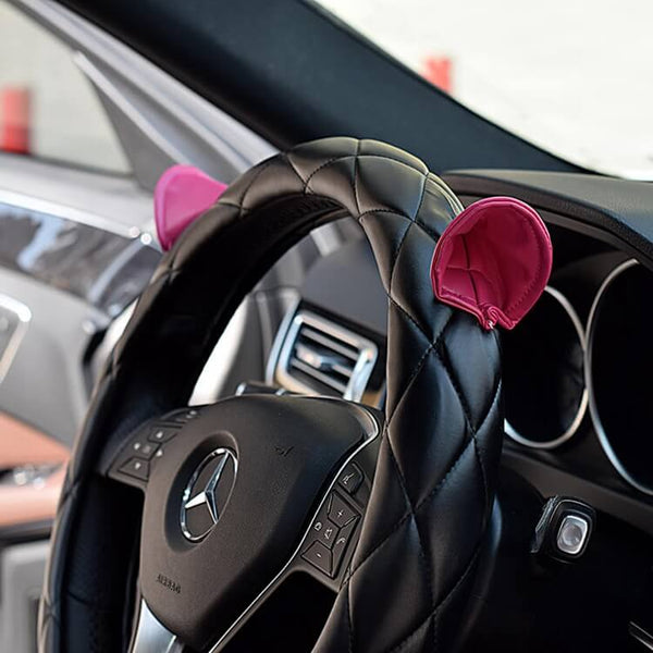 Cute Ear Fashionable Microfiber Auto Car Steering Wheel Cover For Women Girls