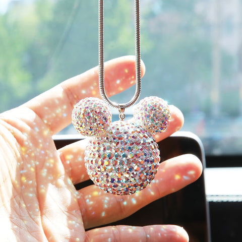Mickey Bling Crystal Car Mirror Hanging Accessories For Girls Women