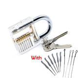 Transparent Visible Locksmith Hand Tools Lock Pick Set With Broken Key Removing Hooks Hardware