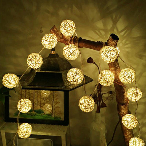 Rattan Ball LED String Light Warm White 2M Fairy Light Holiday Light