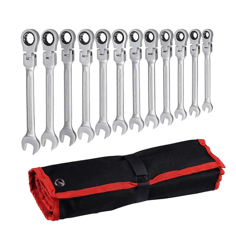 A Set Of Keys For Car Repair Adjustable Combination Gear Nut Wrench With Ratchet Box End Open Spanner Auto Repair Hand Tools Set