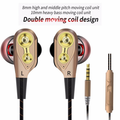 High bass dual drive stereo  In-Ear Sport Earphones With Microphone Computer earbuds For Phone