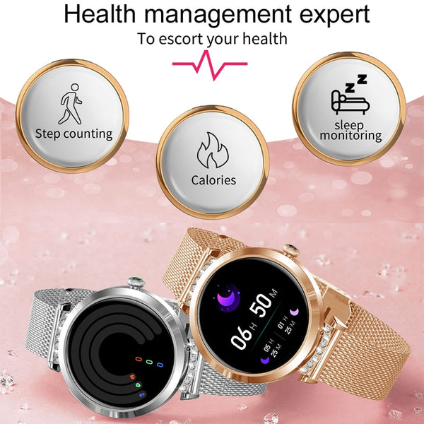 Luxury Heart Rate Blood Pressure Oxygen Monitor Women Smart Watch HY22