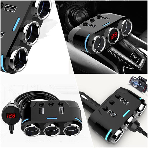 120W 3.1A  3-Socket Car Power Adapter Charger