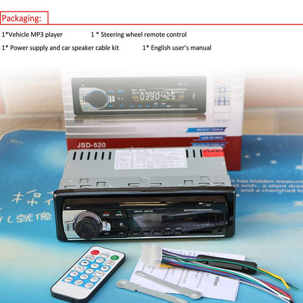 Car DVD Player 12V Bluetooth Car Radio Player Stereo FM MP3 Audio  5V-Charger USB