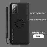 Liquid Silicone Phone Case Cover With Ring Holder and Lanyard For Samsung Galaxy S20 S20+ S20 Ultra Note10 Note10 Plus Note20 Ultra
