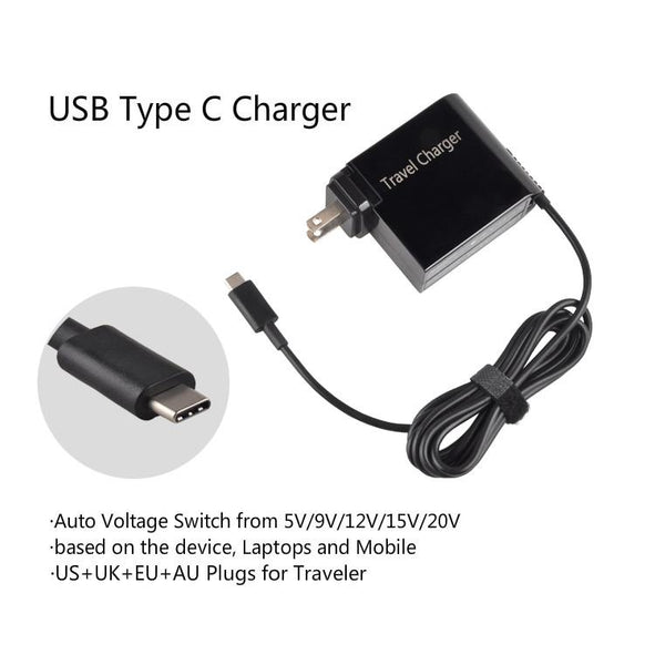 Universal USB Type C Laptop Mobile Phone Power Adapter Charger 20V 3.25A 65W for HP Dell Lenovo Asus Xiaomi Huawei Google 4 Plug