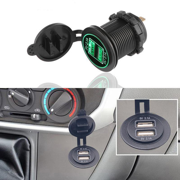 12-24V 4.2A LED USB Socket Charger Waterproof Power Adapter for Car Boat Motorcycle