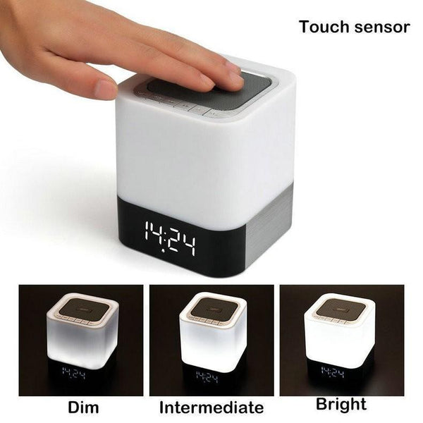 Wireless Bluetooth Speaker With Touch Sensor Led Lamp Light Alarm Clock TF Card MP3 Player