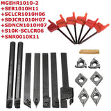7pcs DCMT/CCMT Carbide Inserts + 7pcs Tool Holder Boring Bar with 7pcs Wrenches For Lathe Turning Tools