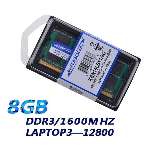 Computer Laptop Memory DDR3L DDR3 8GB 1600MHz PC3-12800 1.35V KBN16LS11/8 Non-ECC CL11 SODIMM Intel Memory Ram-KEMBONA