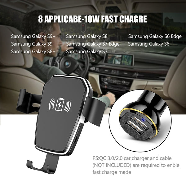 Wireless Car Charger Mount QI Fast Charger For iPhone XS Max X XR 8 Plus Samsung S9 S8 S7