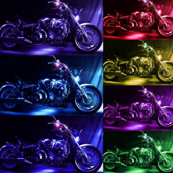 Car Motorcycle Wireless Remote Neon Glow RGB led Lights 12pcs Strips Ground Atmosphere Light