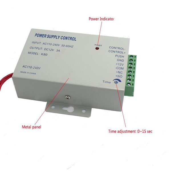 DC 12V/3A New Door Access Control system Switch Power Supply AC 110~240V Delay time max 15 second