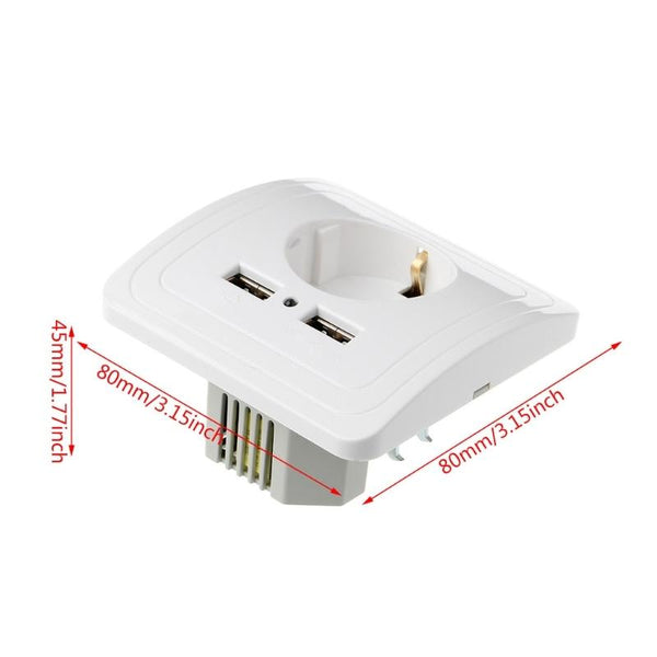 Dual USB Port 5V 2A Electric Wall Charger Adapter EU Plug Socket Switch Power Charging Outlet