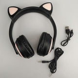 Bluetooth Stereo Cat Ear Headphones Flashing Glowing Gaming Headset Earphone-7 Colors