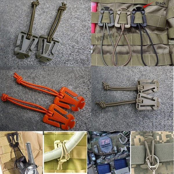 5pcs Hang Buckle Hang Strap Clip Webbing Elastic Cord Military Camping Hiking Backpack Buckle Gadgets EDC Tool Carabiner