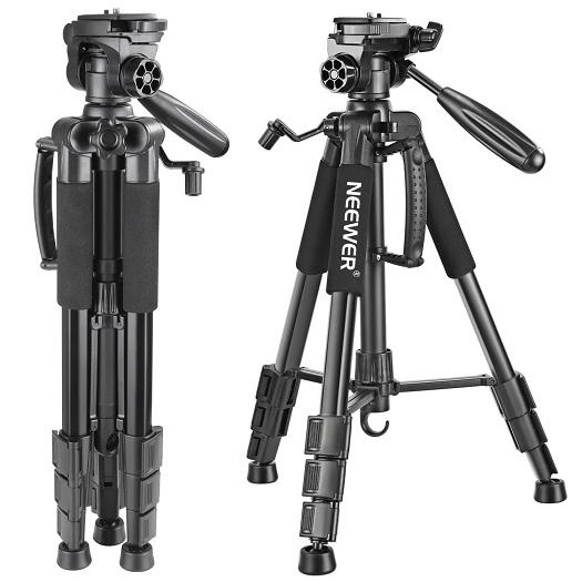 Aluminum Camera Tripod 3-Way Swivel Pan Head+Carrying Bag for Canon Nikon Sony DSLR Camera