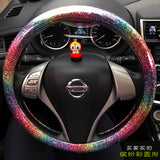 Luxury Bling Muti-Color Rainbow Car Steering Wheel Covers For Women-A45