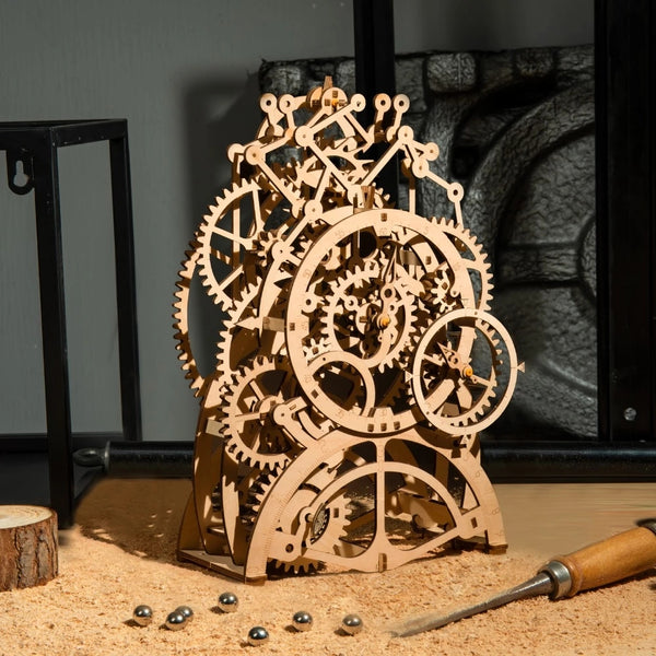 DIY 3D Mechanical Wooden Puzzle Game Assembly Toy Clockwork Gfit Toys For Kids