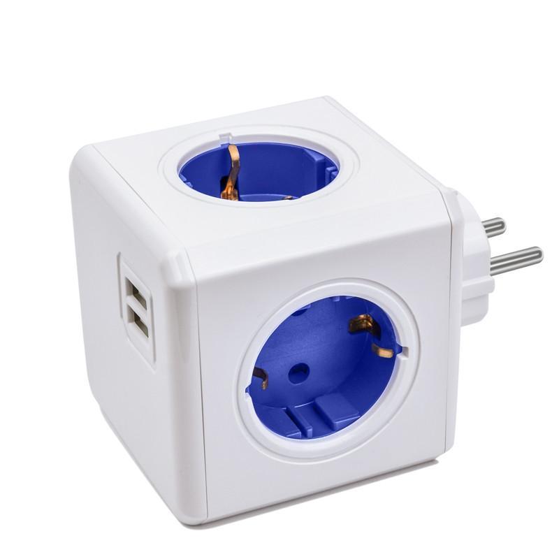 Smart Home Power Cube Socket EU Plug 4 Outlets 2 USB Ports Adapter ...