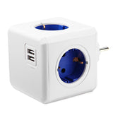 Smart Home Power Cube Socket EU Plug 4 Outlets 2 USB Ports Adapter Power Strip Extension Adapter Multi Switched Sockets