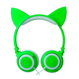 Cat Ear Headphones with LED Light Cute Cat Ear Flashing Glowing Headset for Girls Foldable Gaming Headset for PC iPhone