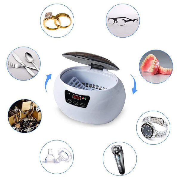 600ml Ultrasonic Cleaner Bath Timer for Jewelry Manicure Stones Cutters Dental Razor Parts