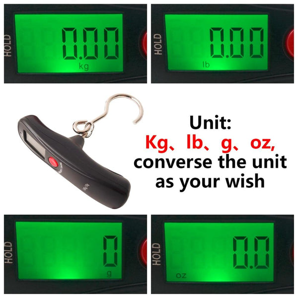 Portable 50Kg LCD Display Digital Hanging Scales Electronic Weight Fishing Hook Scale Black Kitchen Scales