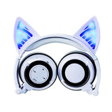 Wireless Bluetooth Cat Ear Headphones Foldable LED light Flashing Glowing Cat Earphone gift for kids