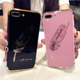 Feather Patterned Cartoon Case For iPhone 6 6S 7 8 Plus X Mirror Phone Cover