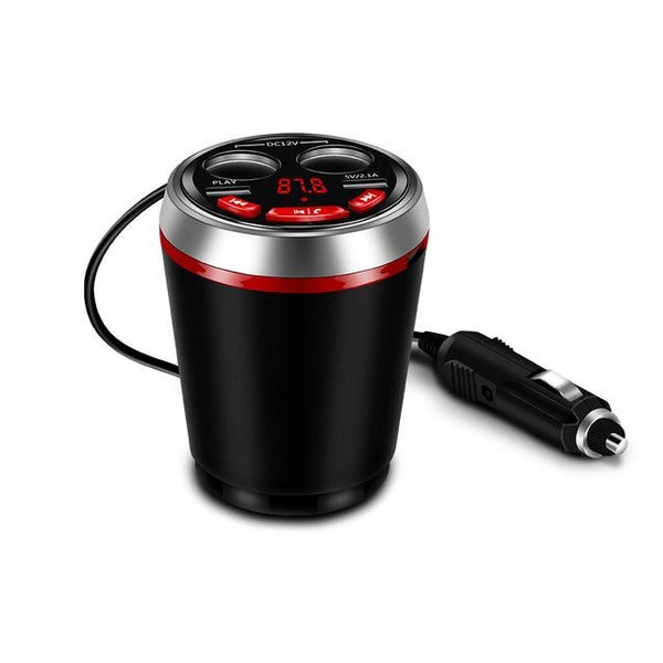 Car Bluetooth Music MP3 Player Hands Free Car Kit Cup Holder 2 USB Charger Adapter