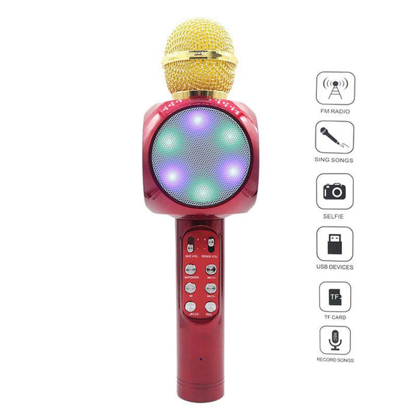 Wireless LED bluetooth microphone Mini Home KTV Music Audio Phone Speaker