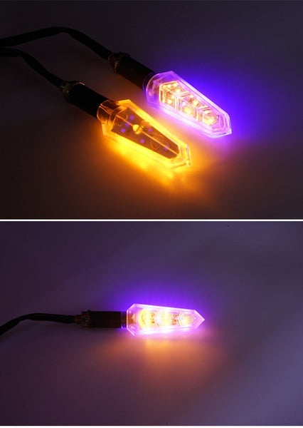 1PC Universal flowing water flicker led motorcycle turn signal Indicators Blinkers Flexible Bendable Amber light lamp