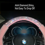 Winter Warm Luxury Fluffy Diamond Steering Wheel Cover For Women-LF235