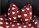 Heart Print Front Back Rear Floor Mats Car Seat Covers Vintage Car Neck Pillow Steering Wheel Cover Set Red