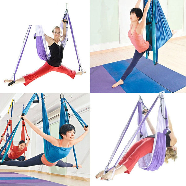 Full Set 6 Handles Anti-gravity Aerial Silks Yoga Hammock Flying Swing Gym Hanging Belt