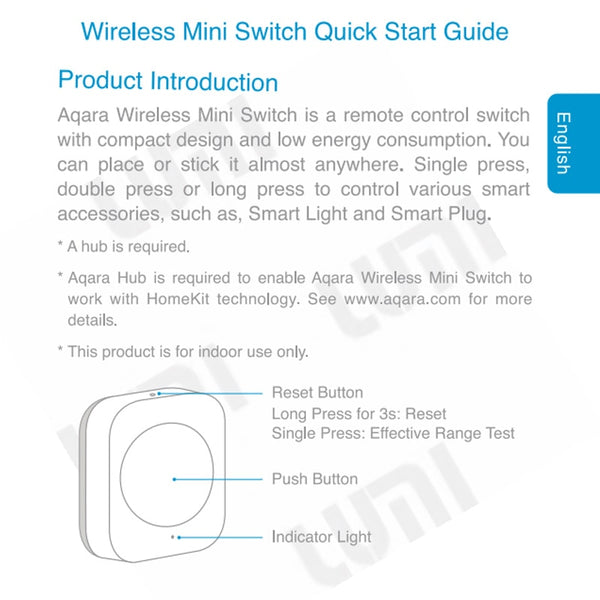 Aqara Smart Wireless Mini Switch Wireless Built in Gyro for Xiaomi Home Mijia App