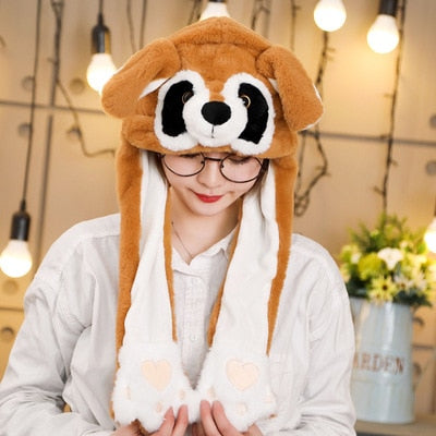 Adults Kids Funny Hats Animals Bunny Hats With Moving Ears