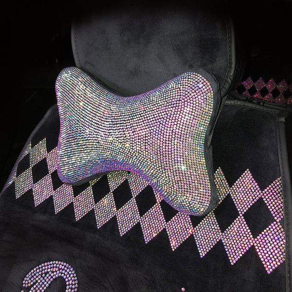 Bling Auto Interior Accessories Diamond Steering Wheel Cover Crystal Car Seat Belt Cover Pad Neck Pillow