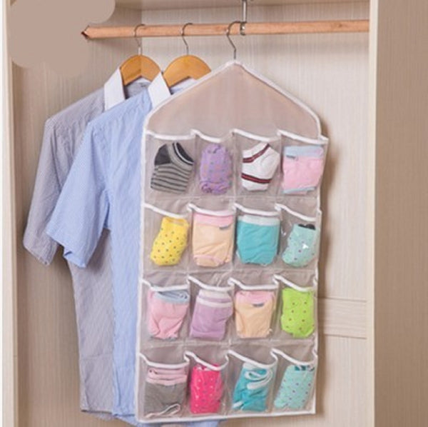 16 Pockets Clothes Socks Underwear Storage Rack Closet Wardrobe Hanging Organizer