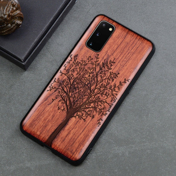 Ultra Silicon  Carved Skull Elephant Wood Phone Case Cover For Samsung Galaxy s20 s10 s10+ note 10 plus Samsung s20