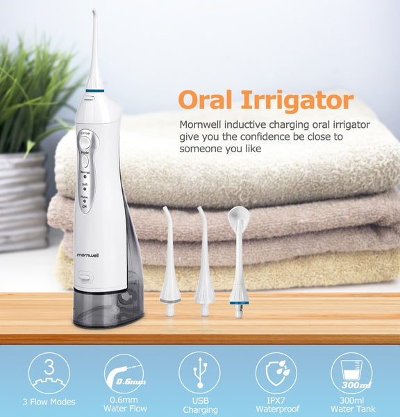 Oral Irrigator Water Flosser Portable Dental Water Jet 300ML  Teeth Cleaning Kit USB Rechargeable