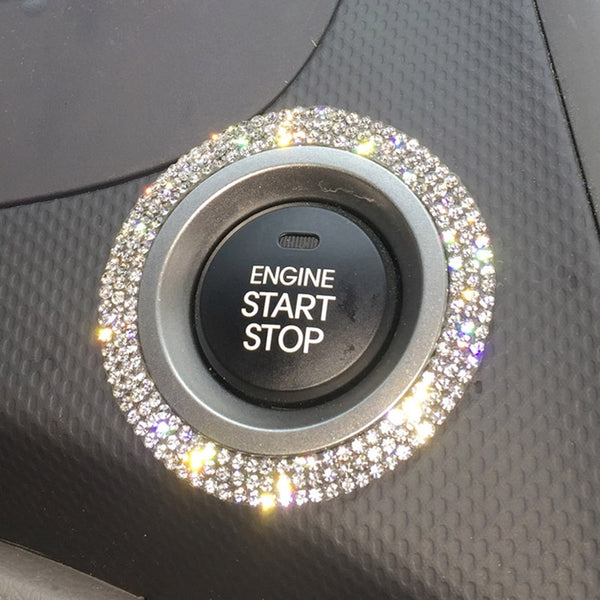 Crystal-Car-Engine-Start-Stop-Ignition-Key-Ring-Stickers-Car-Accessories