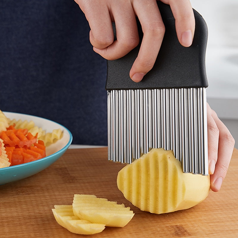 Stainless Steel Potato Wavy Cutter Knife Vegetable Cutter Shredder ...
