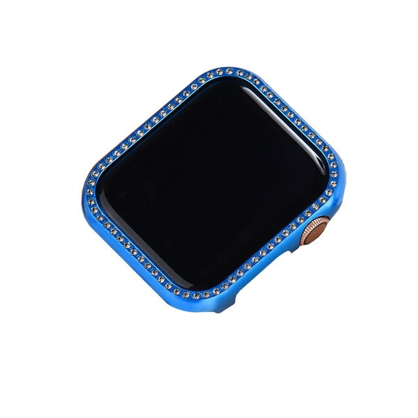 Blue Bling Crystal Case For Apple Watch Band 38/40/42mm Replacement Strap