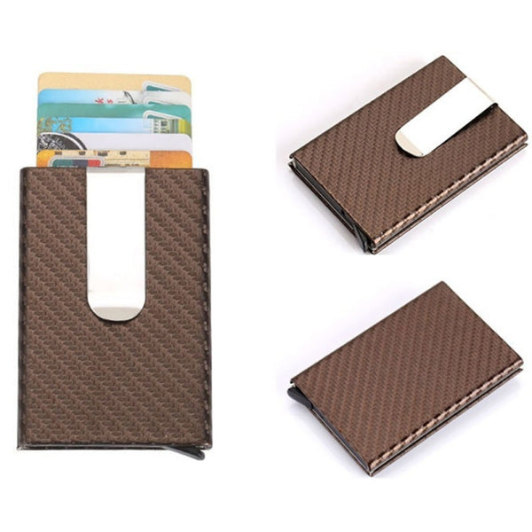 Automatic Slide Card Case Carbon Fiber Metal Purse Business Titanium Aluminum Wallet