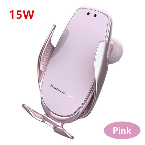 Super Fast Wireless Charging Wireless Car Charger Infrared Smart Sensor Automatic Clamping Car Charging Pad Phone Holder for Iphone Samsung