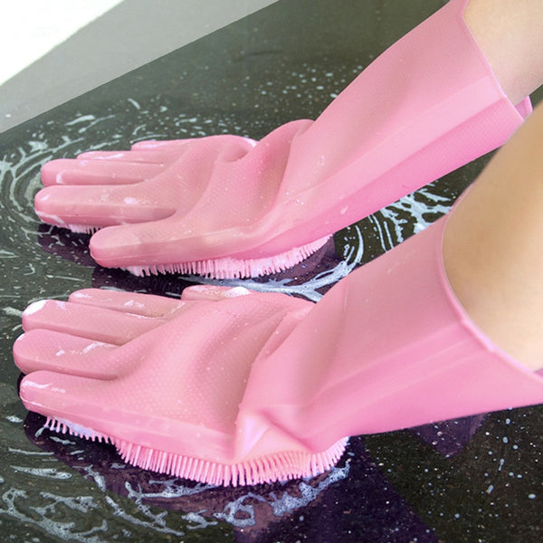 Multifunctional Silicone Dishwashing Gloves Kitchen Cleaning Gloves