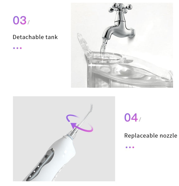 Cordless Oral Irrigator Portable Dental Water Flosser Teeth Cleaning Kit 1600Puls/Min 3 Modes